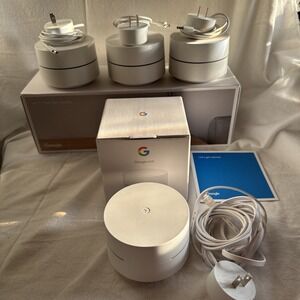 Google Wifi Model AC-1304 Whole Home Mesh Wi-Fi System Snow GJ2CQ 4 Pack Bundle